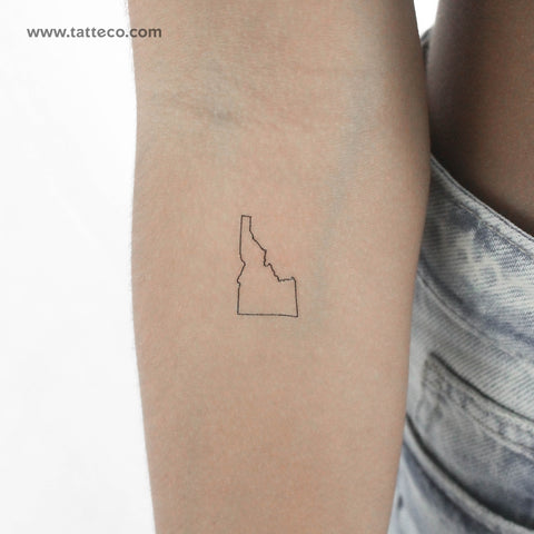 Idaho Map Outline Temporary Tattoo - Set of 3