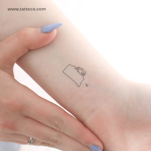 Rhode Island Map Outline Temporary Tattoo - Set of 3