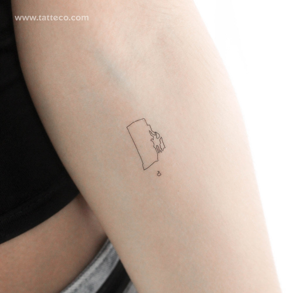 Rhode Island Map Outline Temporary Tattoo - Set of 3