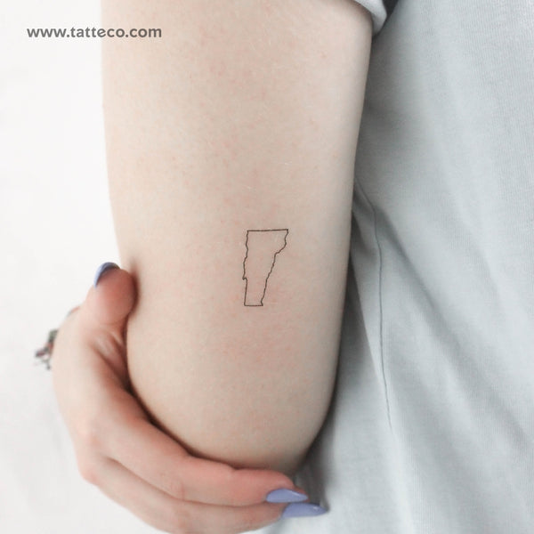 Vermont Map Outline Temporary Tattoo - Set of 3