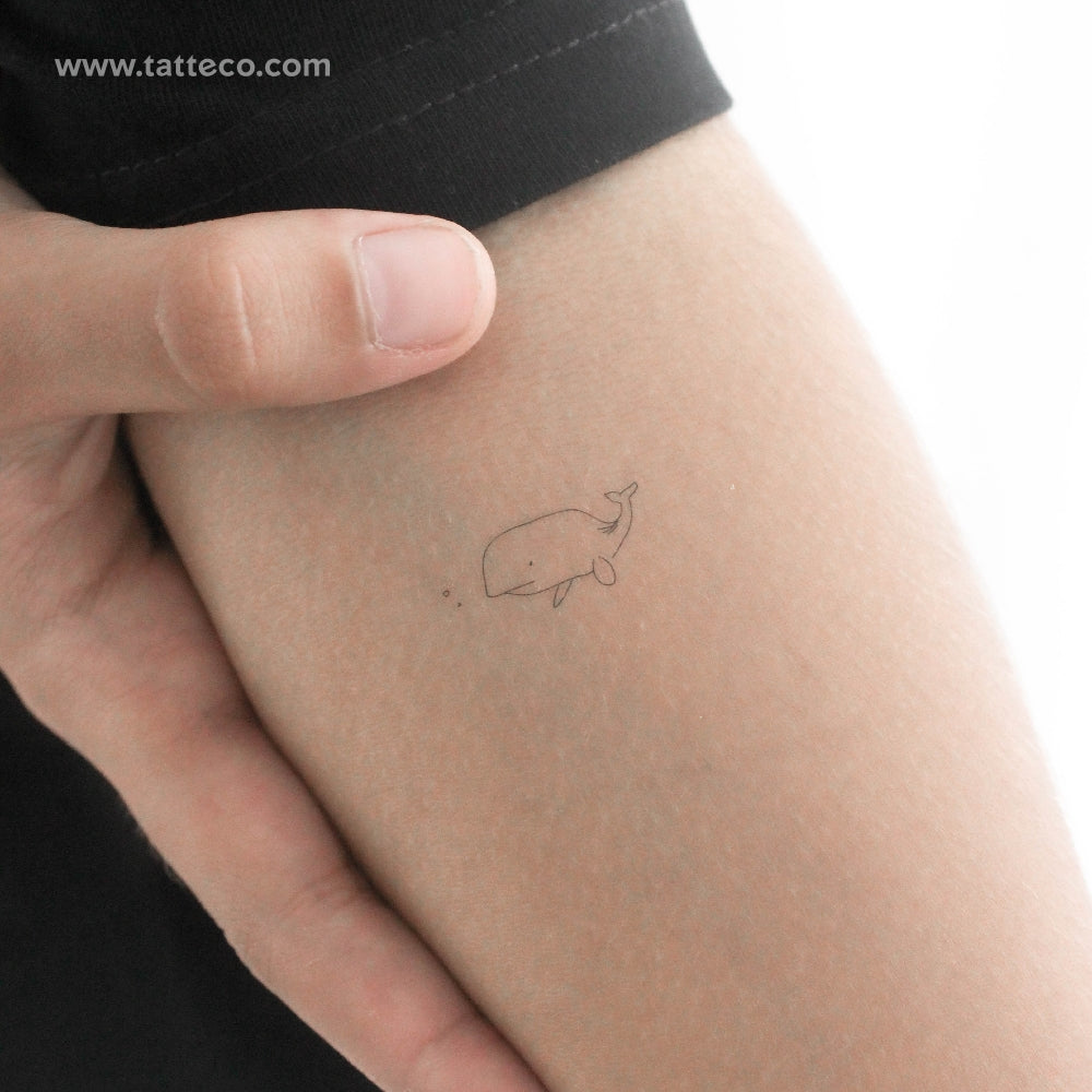 Minimalist Whale Temporary Tattoo - Set of 3