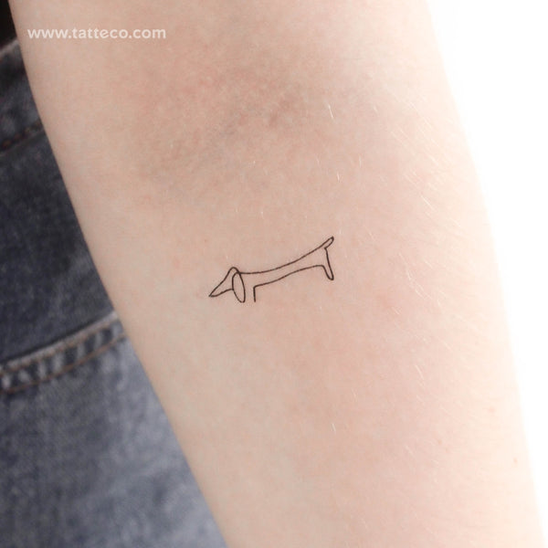 Fine Line Dachshund Temporary Tattoo - Set of 3