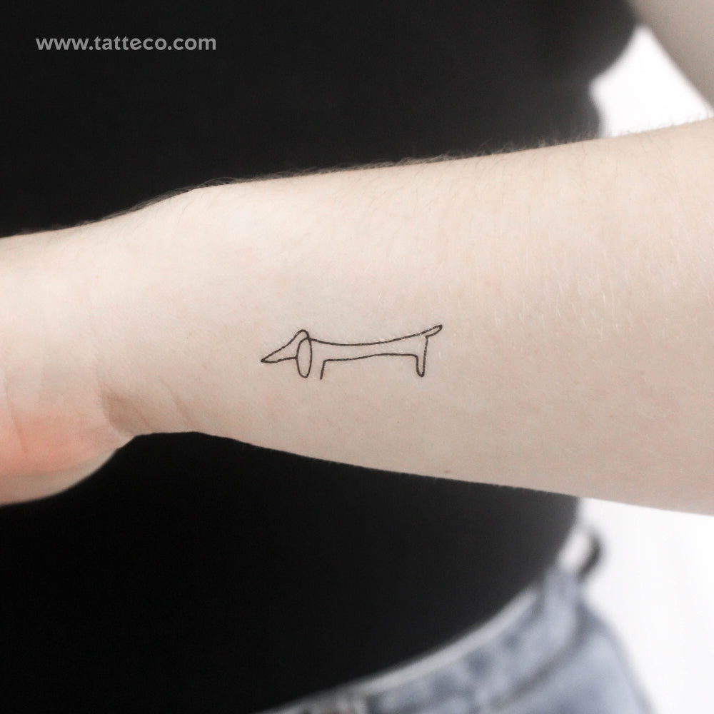 Fine Line Dachshund Temporary Tattoo - Set of 3