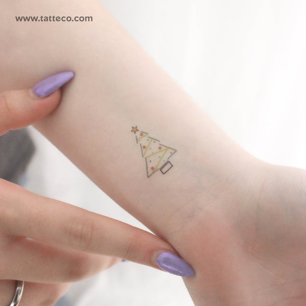 Minimalist Christmas Tree Temporary Tattoo - Set of 3