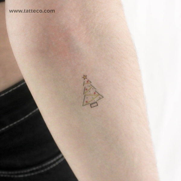 Minimalist Christmas Tree Temporary Tattoo - Set of 3