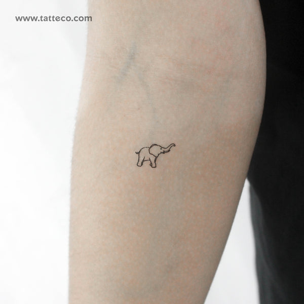 Elephant With Upward-Pointing Trunk Temporary Tattoo - Set of 3