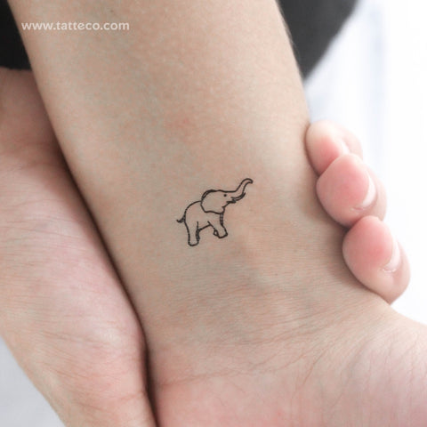 Elephant With Upward-Pointing Trunk Temporary Tattoo - Set of 3