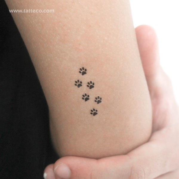 Six Tiny Paw Print Temporary Tattoo - Set of 3