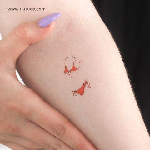 Red Bikini Temporary Tattoo - Set of 3