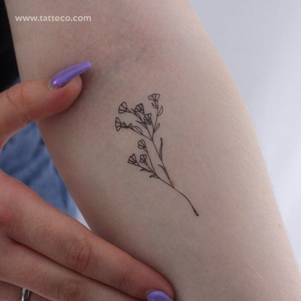 Fine Line Gypsophila Temporary Tattoo - Set of 3