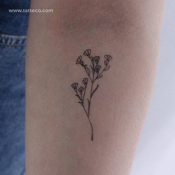 Fine Line Gypsophila Temporary Tattoo - Set of 3