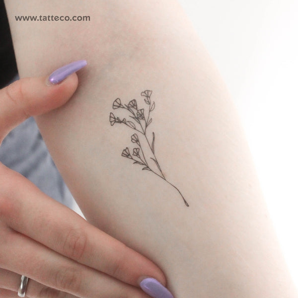 Fine Line Gypsophila Temporary Tattoo - Set of 3