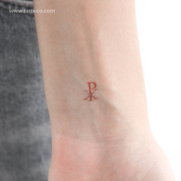 Red Chi Rho Temporary Tattoo - Set of 3