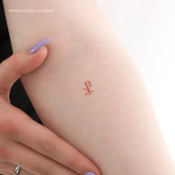 Red Chi Rho Temporary Tattoo - Set of 3