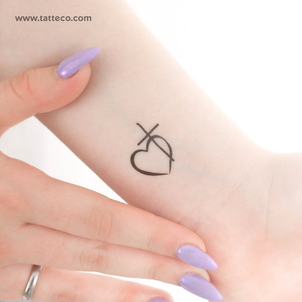 Cross Heart Temporary Tattoo - Set of 3