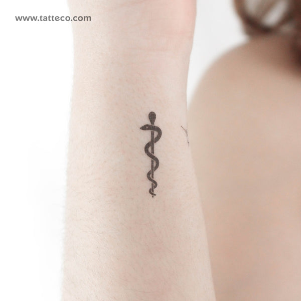 Rod Of Asclepius Temporary Tattoo - Set of 3