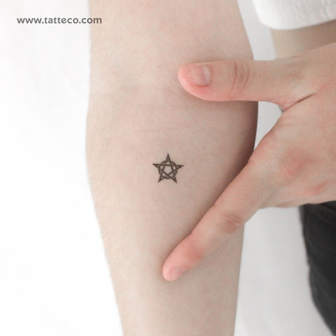 Circumscribed Pentagram Temporary Tattoo - Set of 3