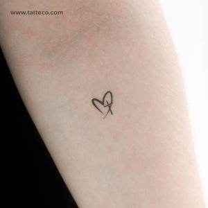 Tiny Cross Heart Temporary Tattoo - Set of 3