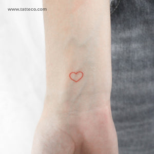 Little Red Heart Outline Temporary Tattoo - Set of 3