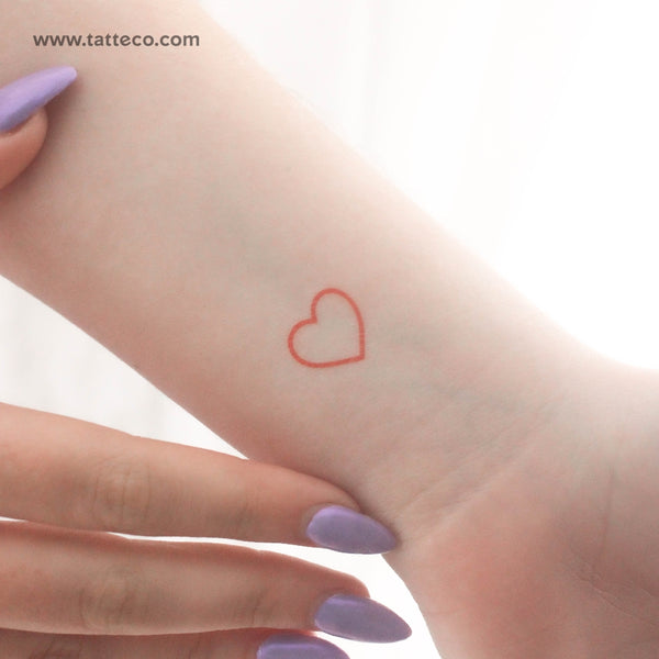 Red Heart Outline Temporary Tattoo - Set of 3