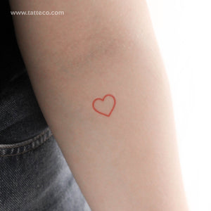 Red Heart Outline Temporary Tattoo - Set of 3