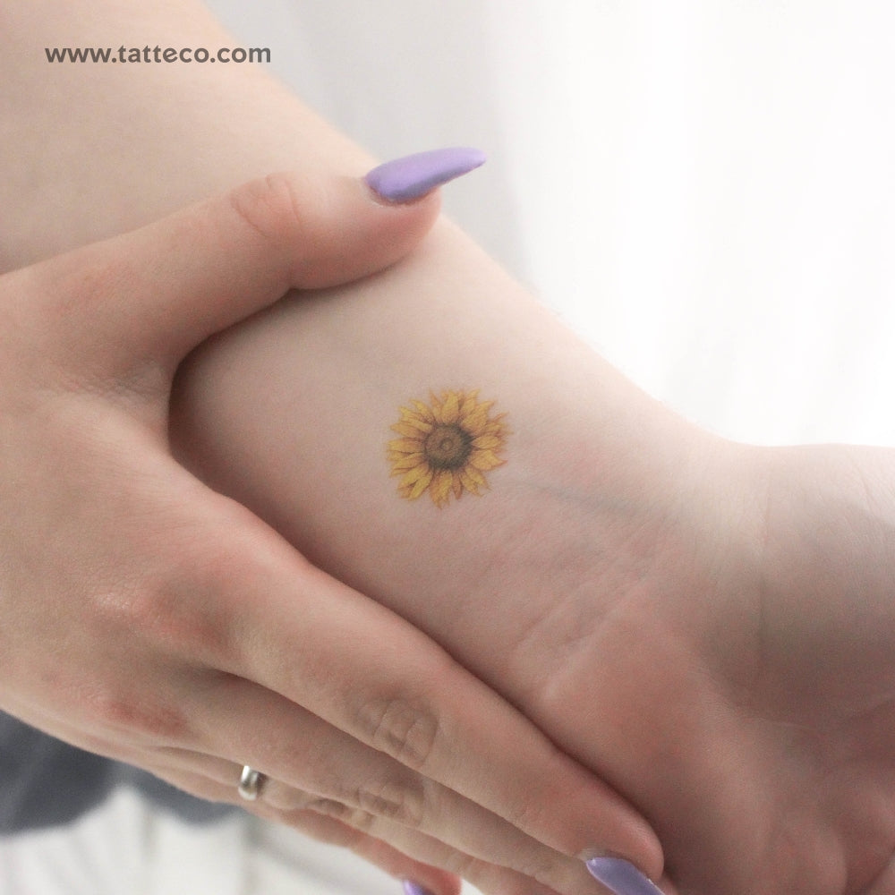 Sunflower Flower Temporary Tattoo - Set of 3