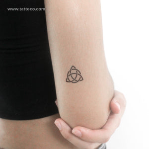 Small Black Interlaced Trinity Knot Temporary Tattoo - Set of 3