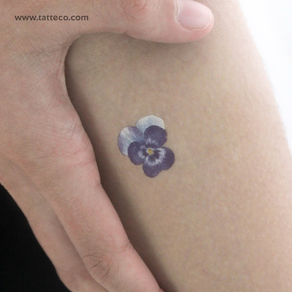 Blue Pansy Temporary Tattoo - Set of 3