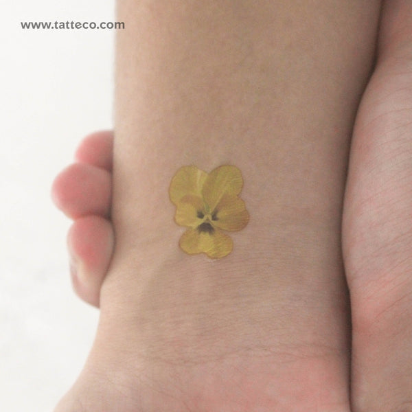 Yellow Pansy Temporary Tattoo - Set of 3