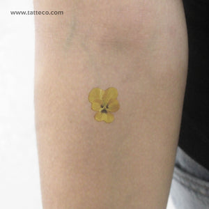 Yellow Pansy Temporary Tattoo - Set of 3