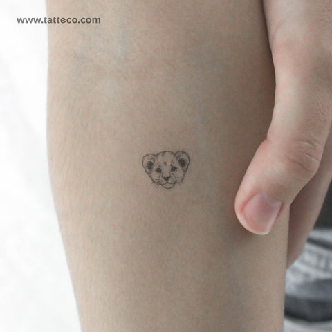 Lion Cub Portrait Temporary Tattoo - Set of 3