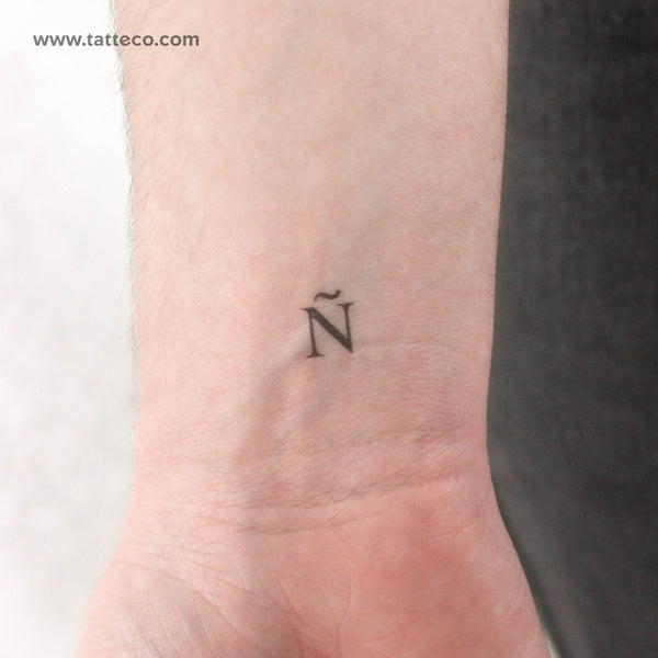 Ñ Serif Uppercase Temporary Tattoo - Set of 3