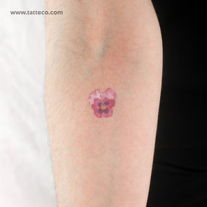 Pink Pansy Temporary Tattoo - Set of 3