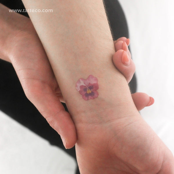 Pink Pansy Temporary Tattoo - Set of 3