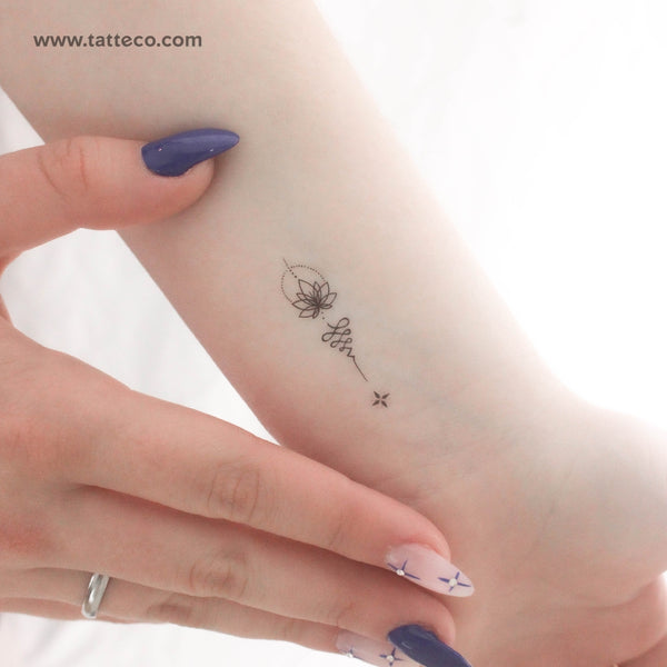 Lotus Unalome Ornament Temporary Tattoo - Set of 3