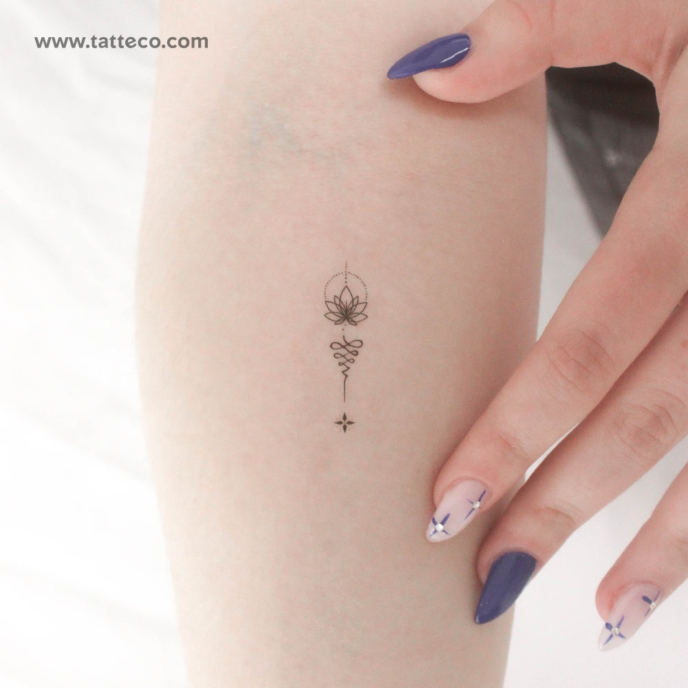 Lotus Unalome Ornament Temporary Tattoo - Set of 3