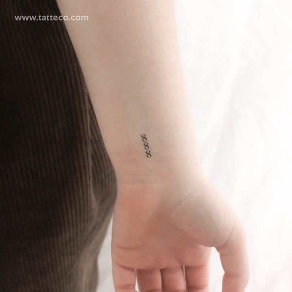 Small 888 Vertical Temporary Tattoo - Set of 3