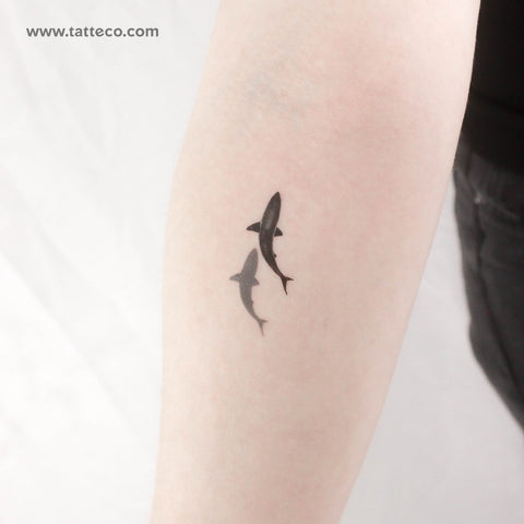 Shark And Shadow Temporary Tattoo - Set of 3