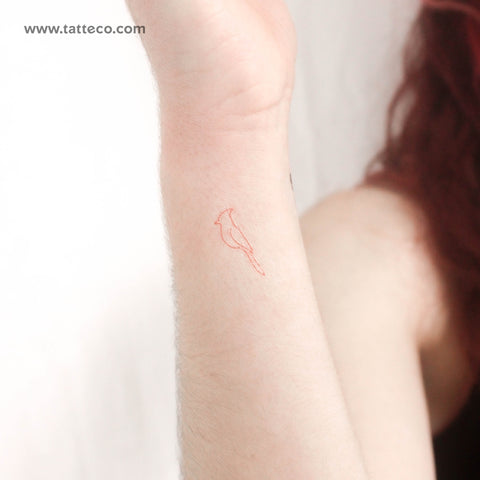 Continuous Line Cardinal Temporary Tattoo - Set of 3