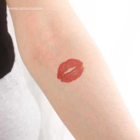 Red Kiss Mark Temporary Tattoo - Set of 3