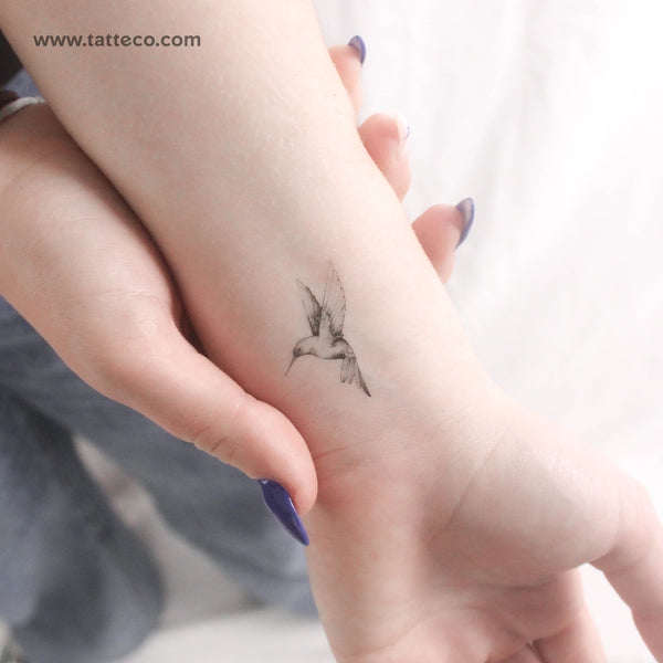 Small Fine Line Hummingbird Temporary Tattoo - Set of 3