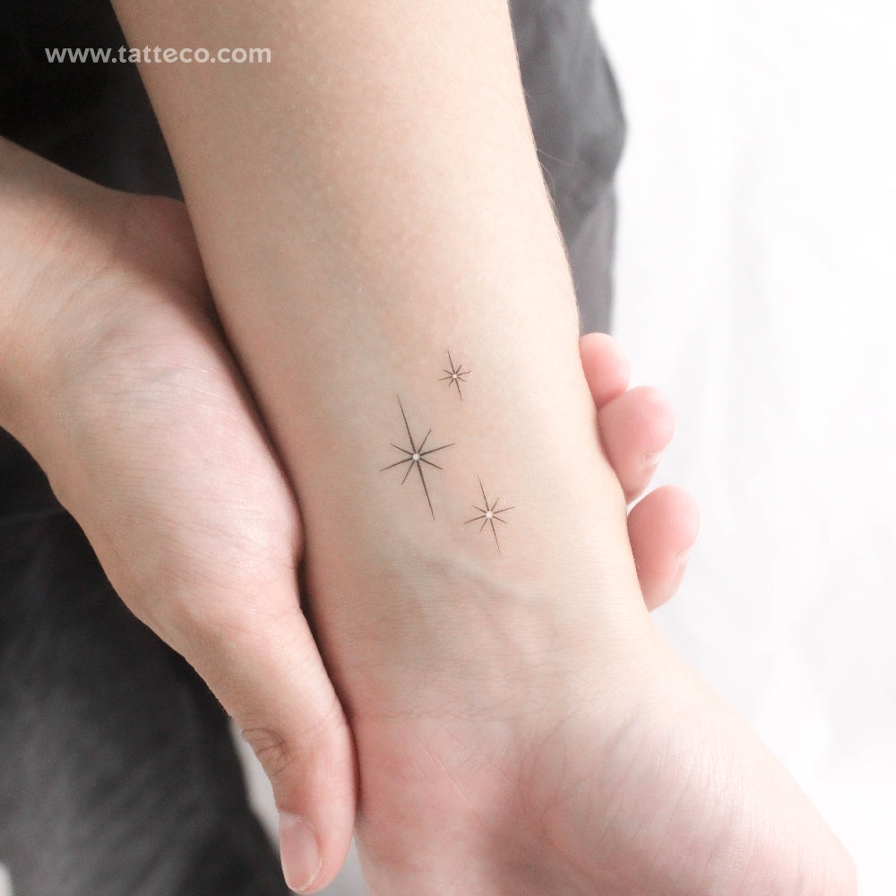 Three Shinning Sparkles Temporary Tattoo - Set of 3