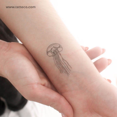 Fine Line Jellyfish Temporary Tattoo - Set of 3