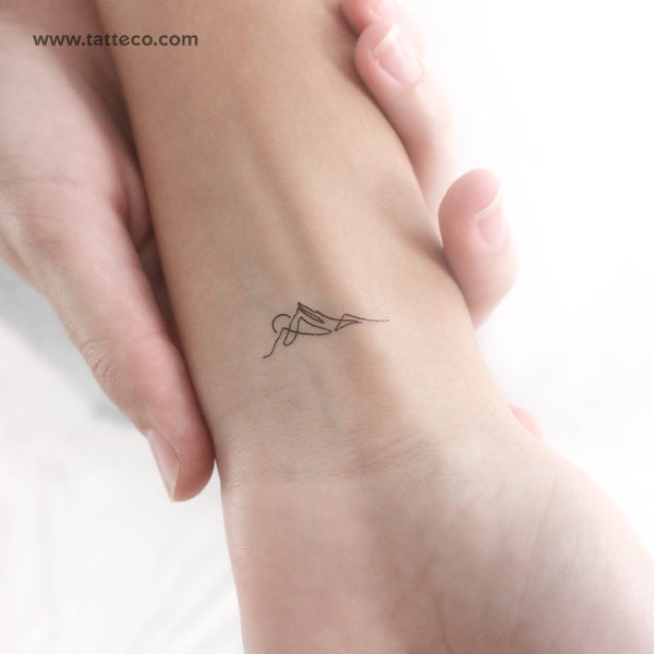 Single Line Mountain Sunset Temporary Tattoo - Set of 3