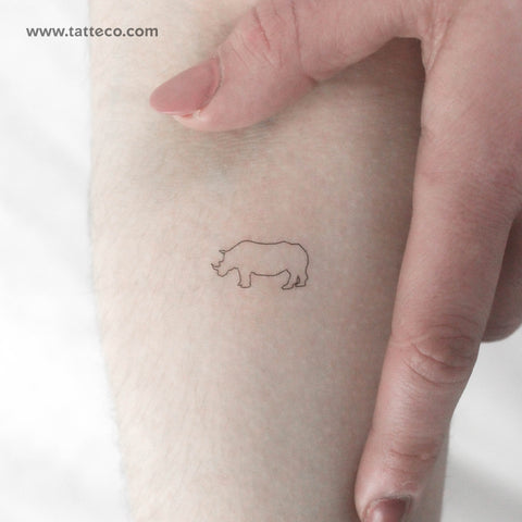 Fine Line Rhino Temporary Tattoo - Set of 3