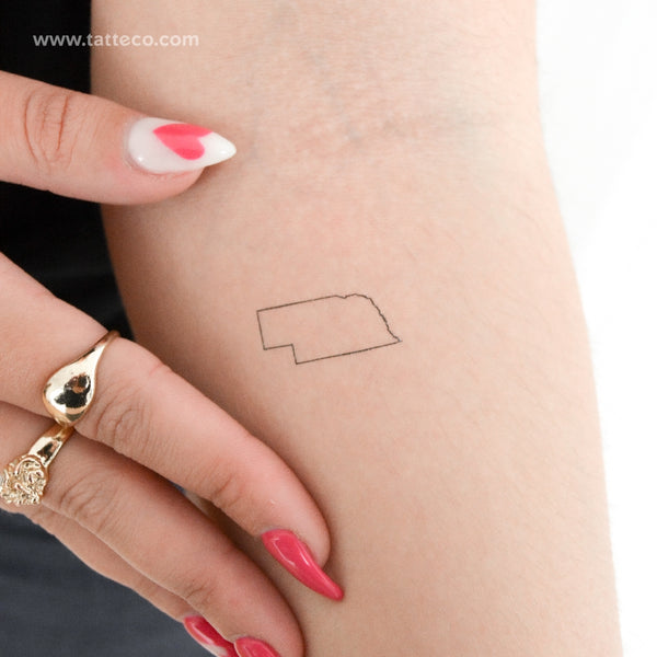 Nebraska Map Outline Temporary Tattoo - Set of 3