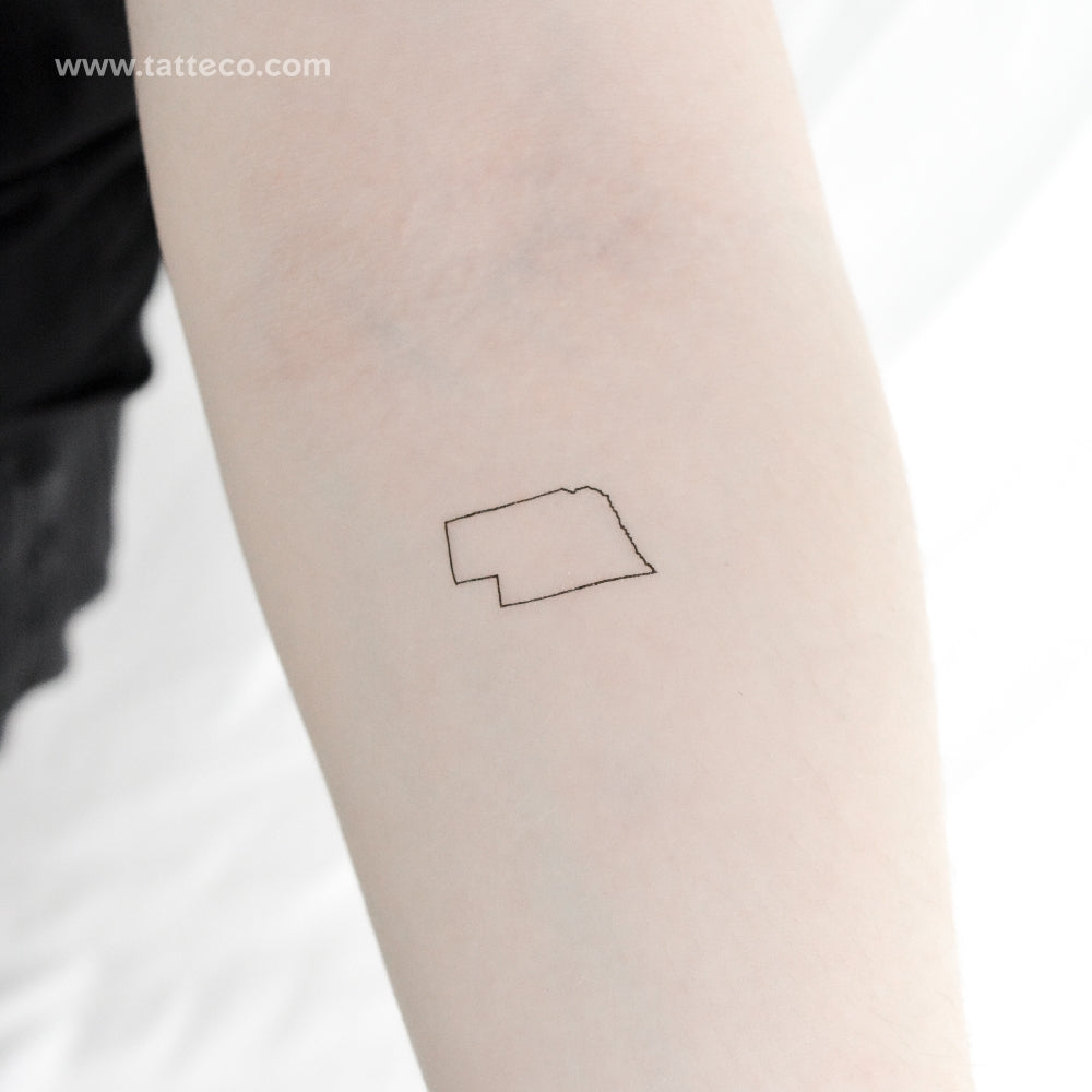 Nebraska Map Outline Temporary Tattoo - Set of 3