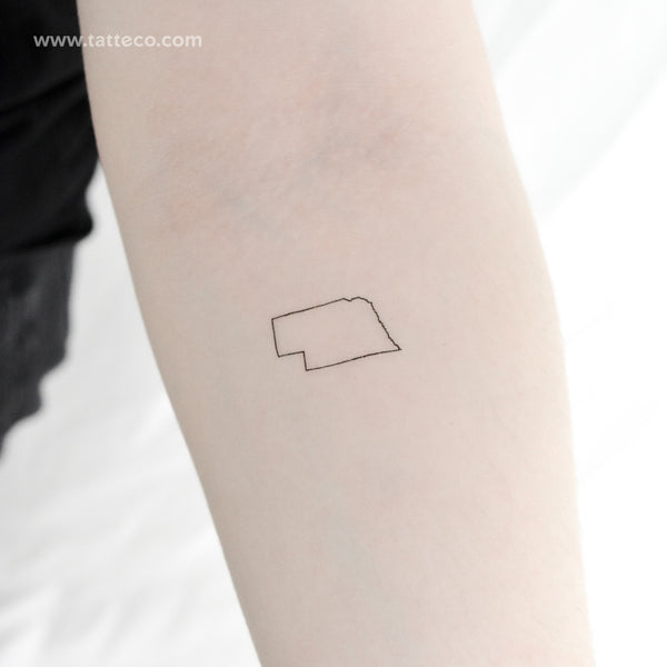 Nebraska Map Outline Temporary Tattoo - Set of 3