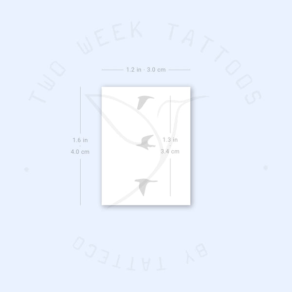 3 Small Flying Birds Semi-Permanent Tattoo - Set of 2