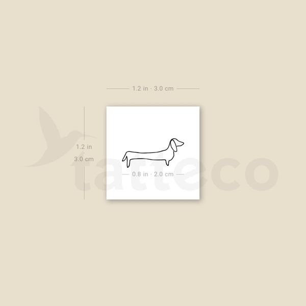 Single Line Dachshund Temporary Tattoo - Set of 3